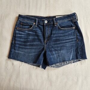 Rag & Bone Dre Low Rise Denim Short Aster Dark Wash Raw Hem Size 26 Y2K